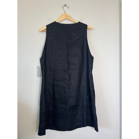 NWT Lisa Marie Fernandez Scalloped Linen-Tweed Button Mini Dress Black Size: 8 - Picture 7 of 8